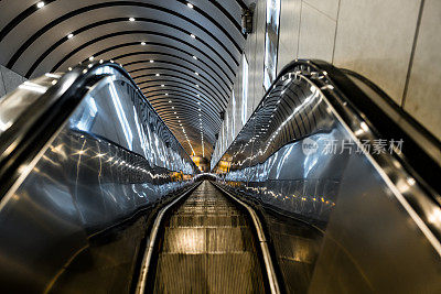 A downstairs view of a Tianmen Mountain (天门山) Escalator, Hunan province (湖南省), China